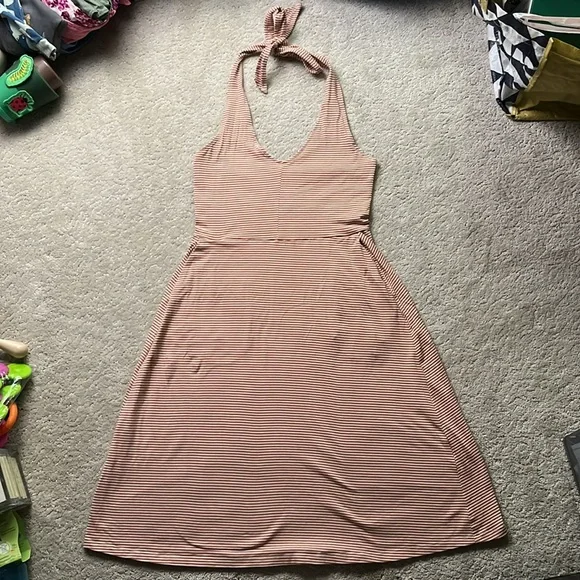 Pact Organic Cotton Shell Stripe Fit & Flare Halter Dress - S - Picture 5 of 12
